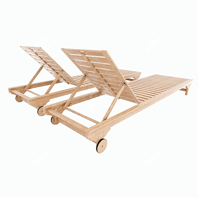 PORTO Wooden Deck Chair 3D model image 3