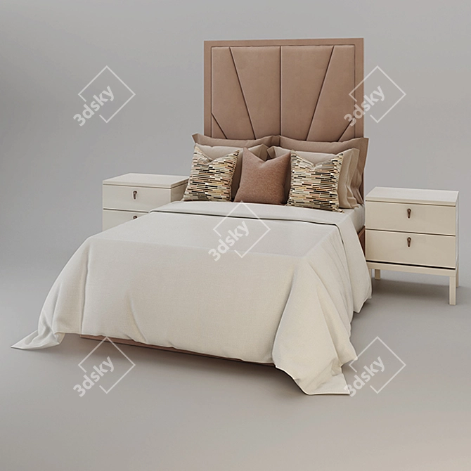 Opulent Art Deco King Bed 3D model image 1