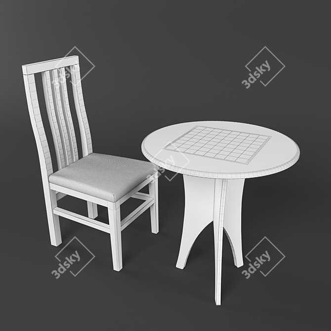 Chess Checkered Chair Set 3D model image 2