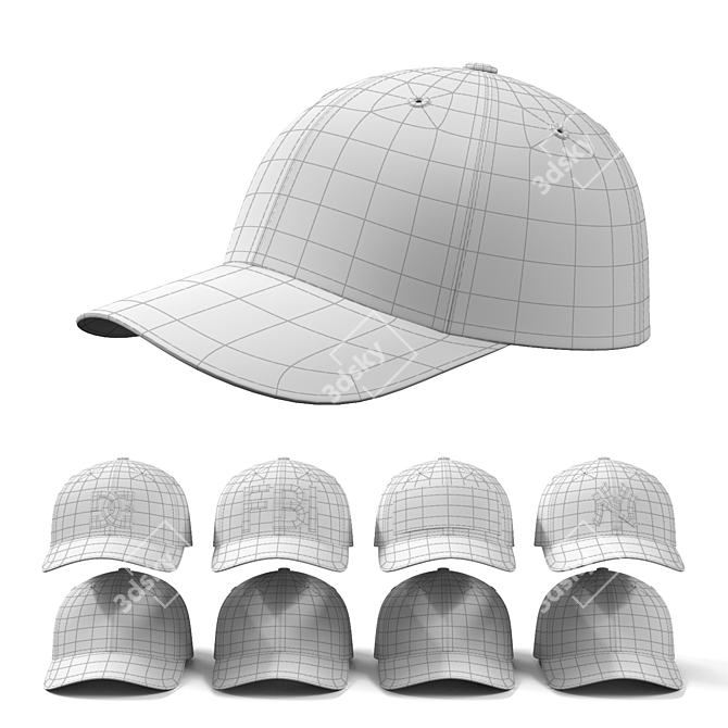 Procedural Color Baseball Cap 3D model image 3