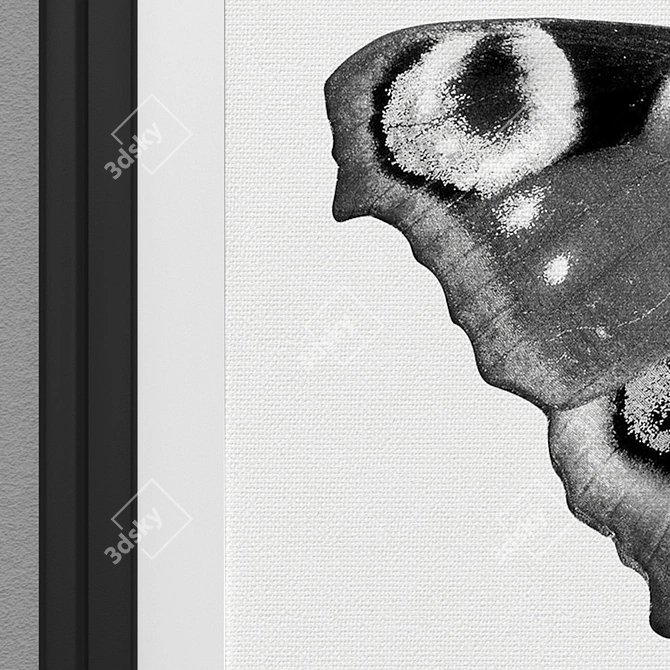 Elegant Monochrome Butterfly Art 3D model image 3