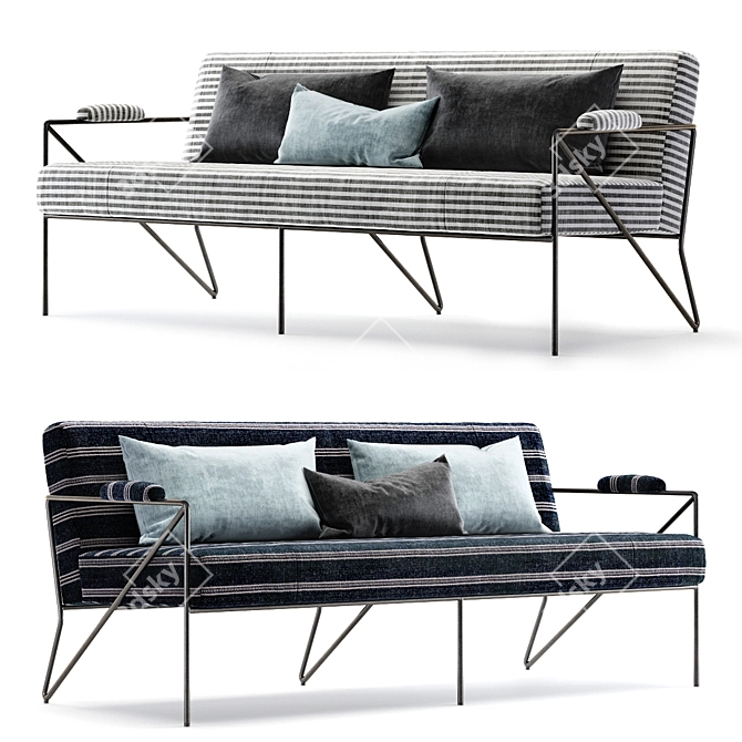 Kelly Wearstler Outdoor Emmett Settee: Stylish Outdoor Seating 3D model image 1