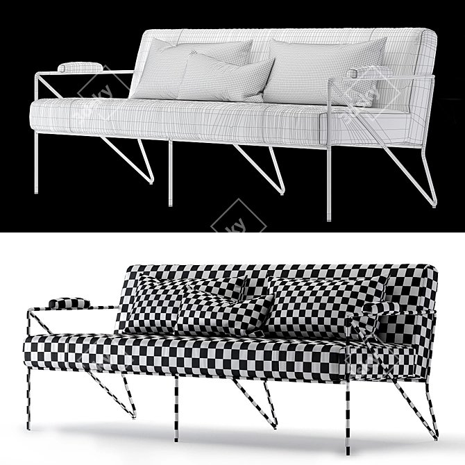 Kelly Wearstler Outdoor Emmett Settee: Stylish Outdoor Seating 3D model image 3