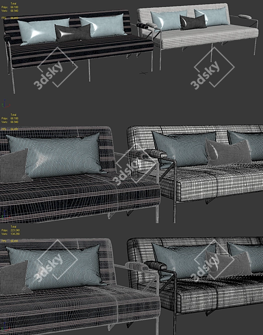 Kelly Wearstler Outdoor Emmett Settee: Stylish Outdoor Seating 3D model image 5