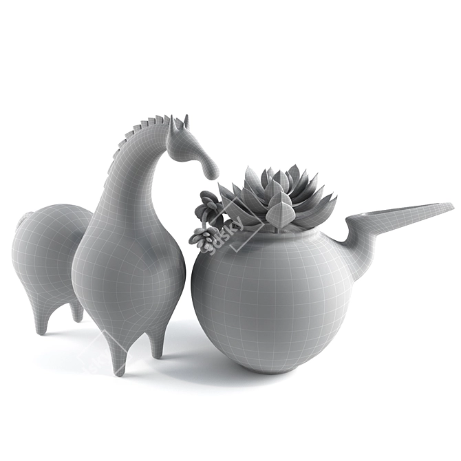 Elegant Ceramic Horse Sculpture 3D model image 2