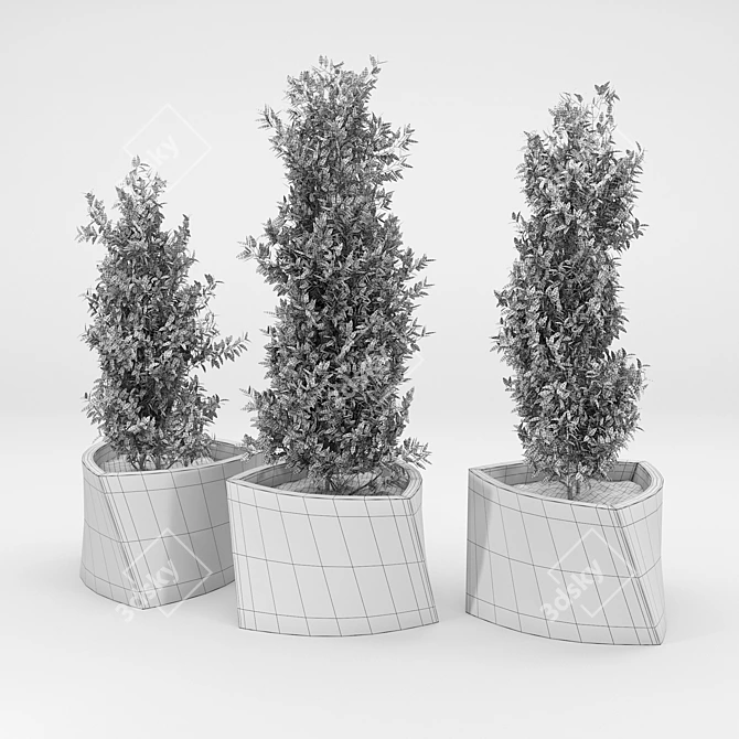 Contemporary Triangular Natural Stone Planter for Public Spaces - Bilbao 3D model image 3