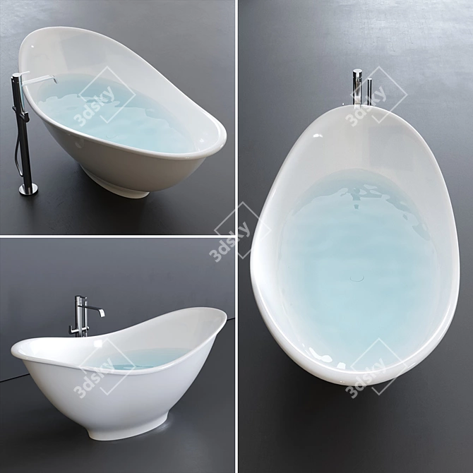 Elegant Pietraluce Freestanding Bathtub 3D model image 2