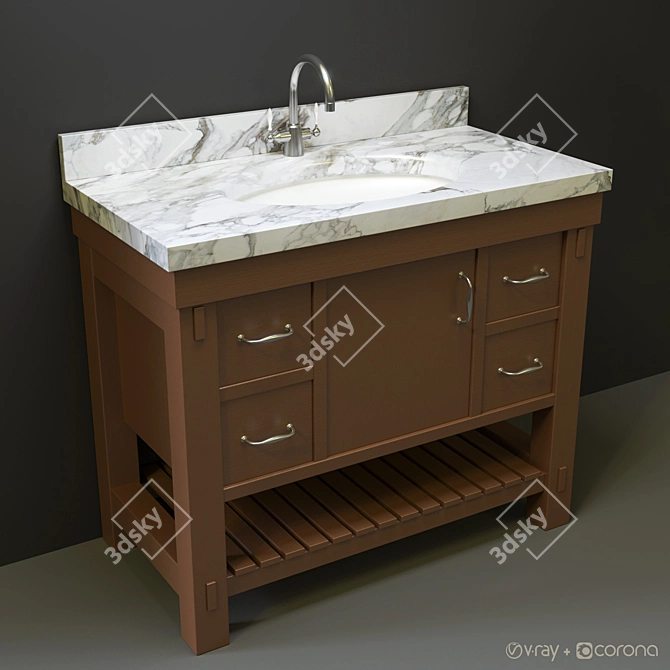 Elegant Classic Bathroom Vanity 3D model image 1