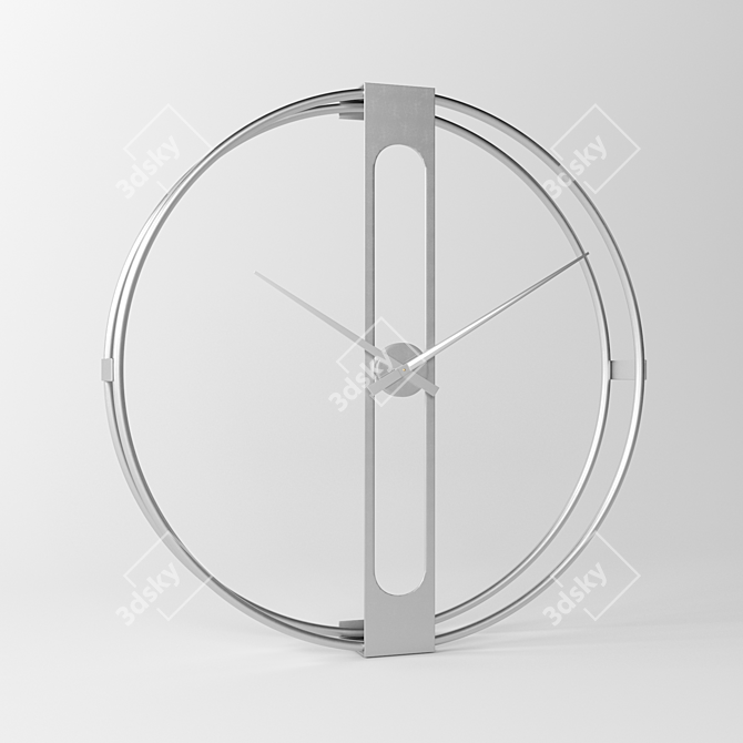 Sleek Silver Clip Wall Clock 3D model image 1