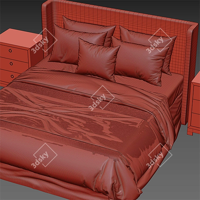 Modern 3DMax Bed - Textured 3D model image 3