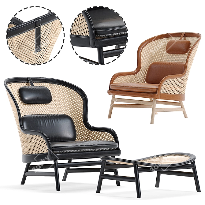 Elegant Comfort: The Dandy Armchair & Ottoman 3D model image 1