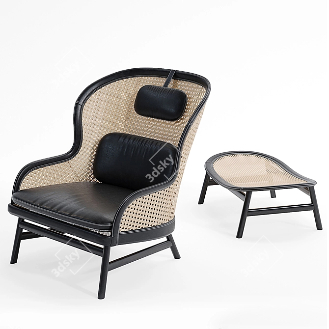 Elegant Comfort: The Dandy Armchair & Ottoman 3D model image 2