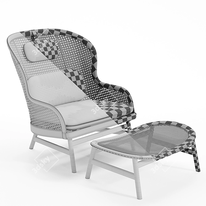 Elegant Comfort: The Dandy Armchair & Ottoman 3D model image 3