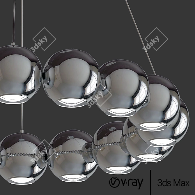 Elegant Pearla LED Pendant 3D model image 2