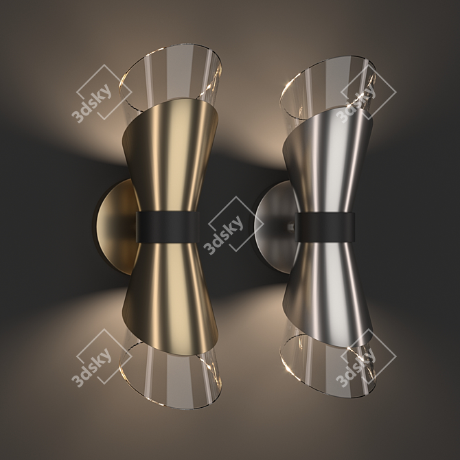 Angie Wall Lamp: Elegant Brass and Nickel Design 3D model image 1