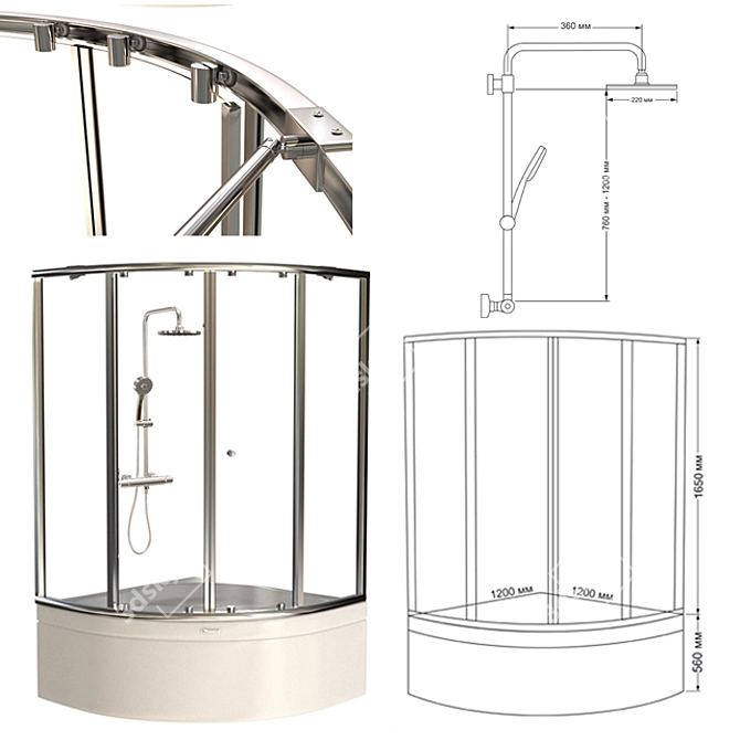 Modern Shower Cabin with Multiple Models 3D model image 2