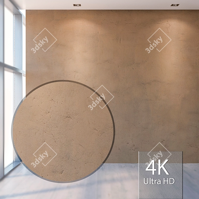 Seamless Beige Plaster Texture 3D model image 1