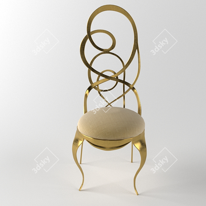 Elegant Metal Back Chair 3D model image 2