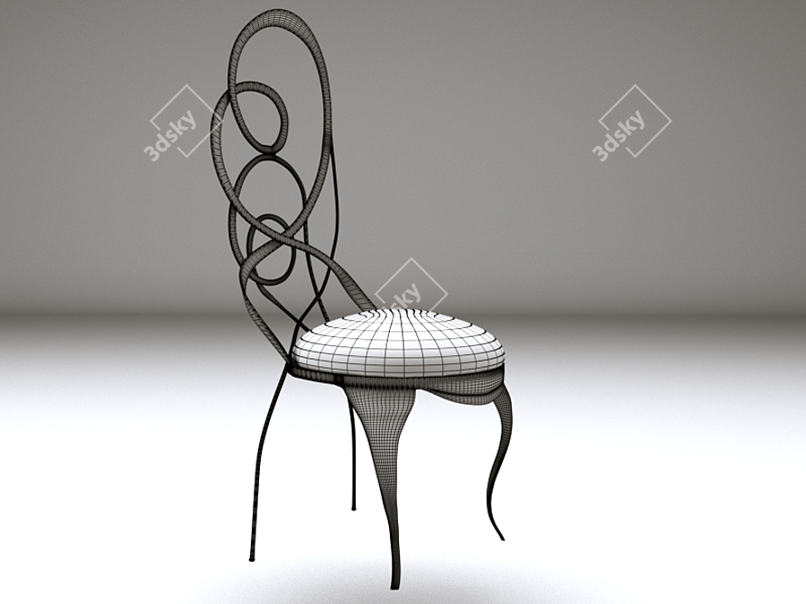 Elegant Metal Back Chair 3D model image 3