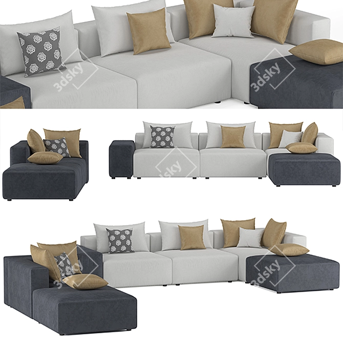 Luxury Italian Natuzzi Sofa 3D model image 1