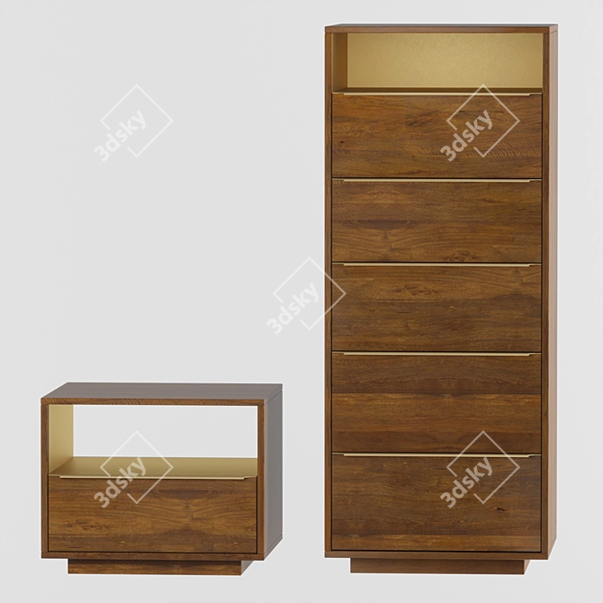 Anderson Mango Wood Pedestals 3D model image 2