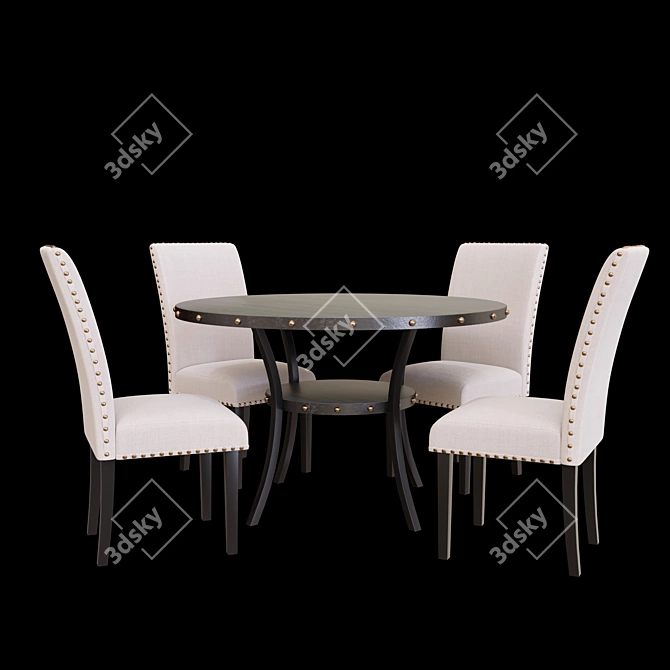 Rustic Oak Amy Dining Set 3D model image 1