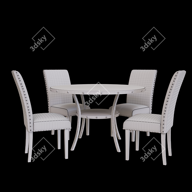 Rustic Oak Amy Dining Set 3D model image 3