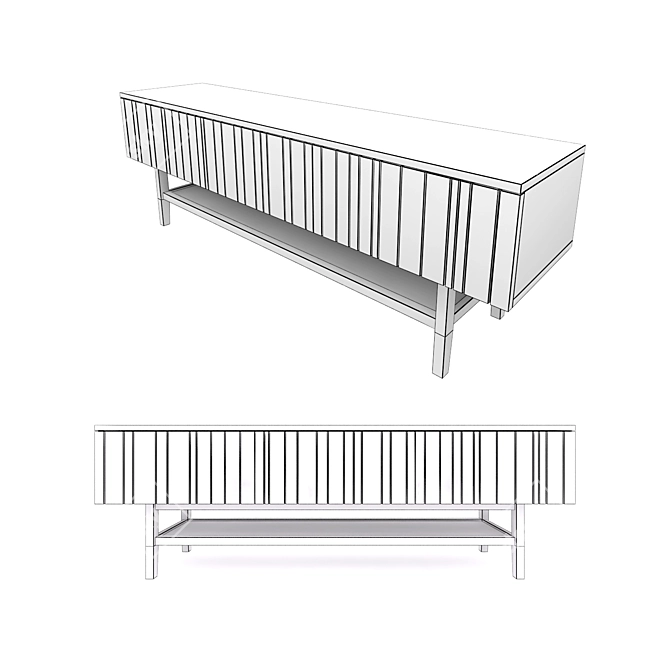 Modern Wood TV Console - 170cm 3D model image 2