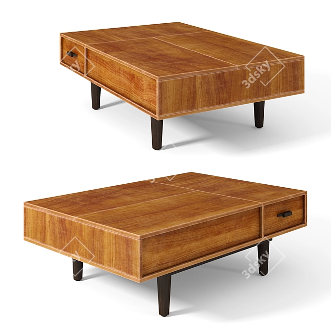 Sleek Mid Century Coffee Table 3D model image 2