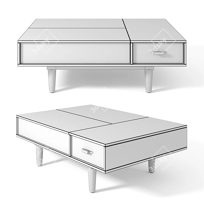 Sleek Mid Century Coffee Table 3D model image 3