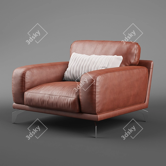 Luxury Peruna Leather Armchair 3D model image 2