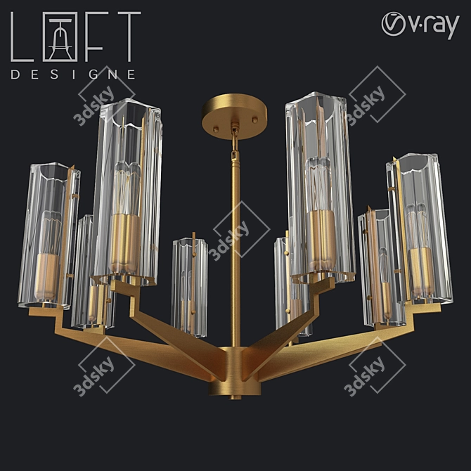 LoftDesigne Pendant Lamp 9402: Glass & Metal, 8 Lights 3D model image 1