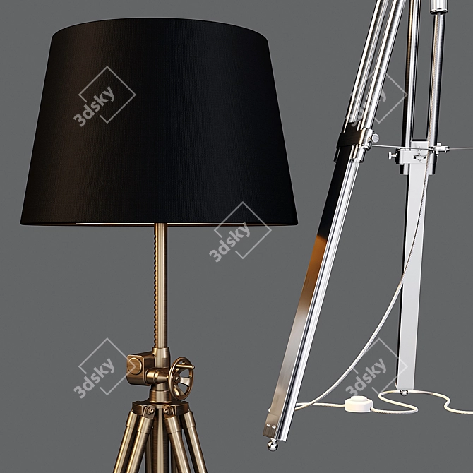 Zuma Line Seville Black & White Floor Lamp 3D model image 2