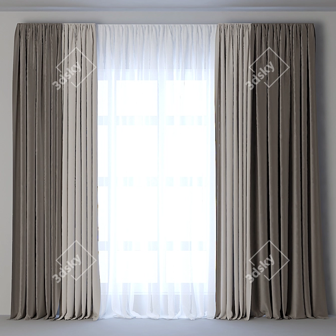 Elegant Velvet Curtain 3D model image 1