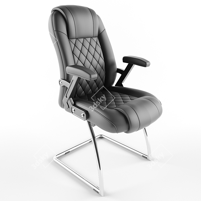 Sleek Leather Office Chair 3D model image 2