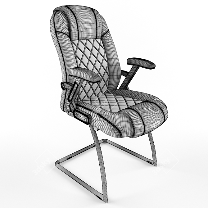 Sleek Leather Office Chair 3D model image 3