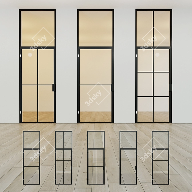 Stylish Glass Door Partition 3D model image 1