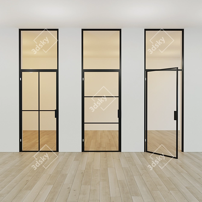 Stylish Glass Door Partition 3D model image 2