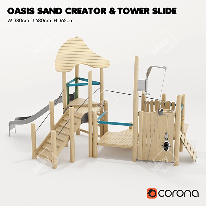 Kompan Tower with Slot: An Exciting Playtime Experience for Kids 3D model image 1