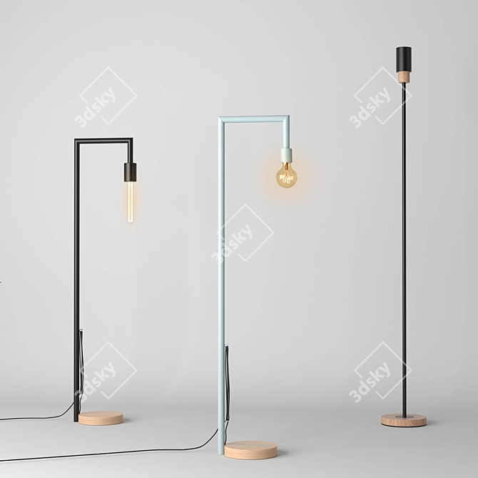 Sleek Set of 3 Architonic Floor Lamps 3D model image 1