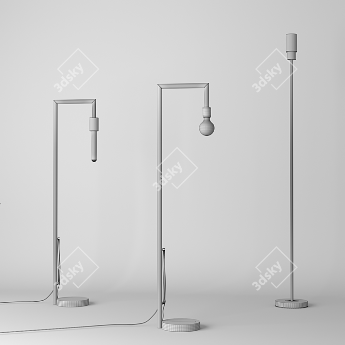 Sleek Set of 3 Architonic Floor Lamps 3D model image 2