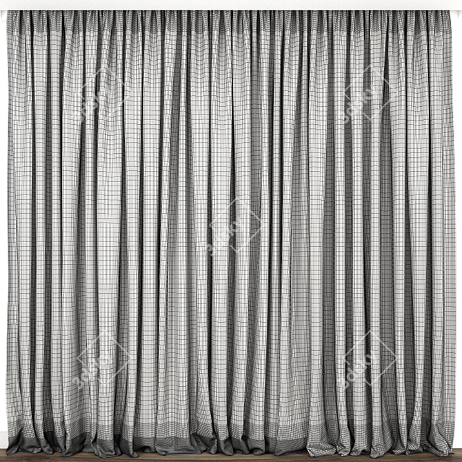 Elegant Curtain Design 3D 3D model image 3