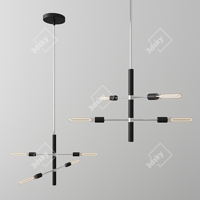 Mitzi Astrid Chandelier: Elegant Black Polished Nickel 3D model image 1