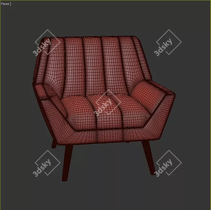 Elegant Vintage Armchair 3D model image 3