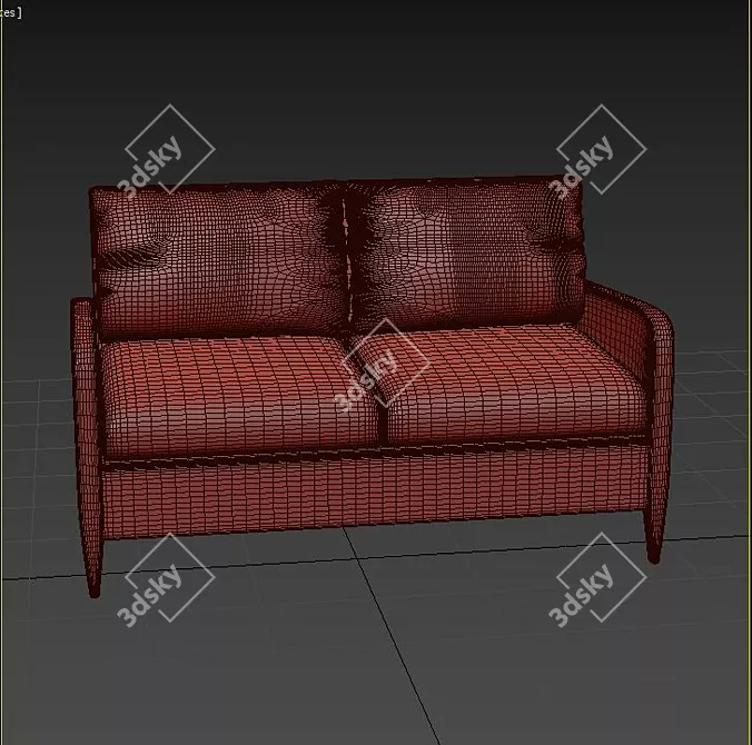 Elegant Velvet Sofa - Russian Translation 3D model image 3