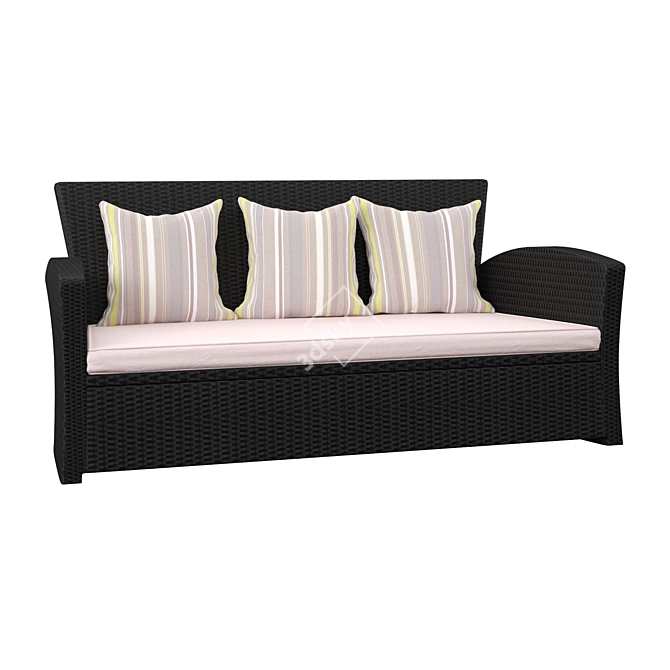 ComfortMax Velvet Sofa 3D model image 2