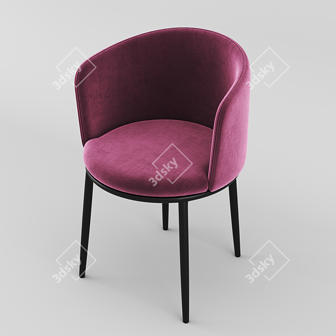 Elegant Filmore Purple Dining Chair 3D model image 1