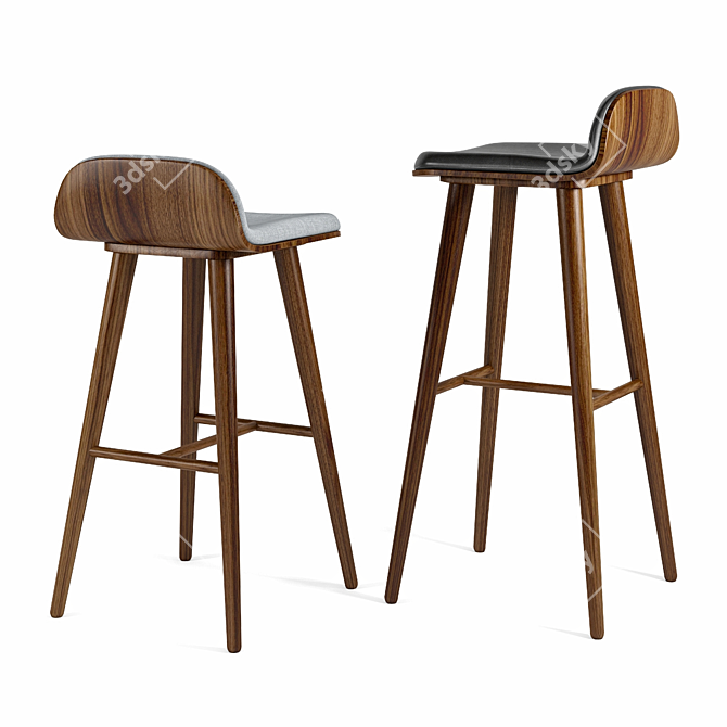 Sleek Sede Bar & Counter Stool 3D model image 2