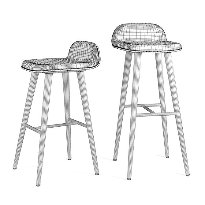 Sleek Sede Bar & Counter Stool 3D model image 5