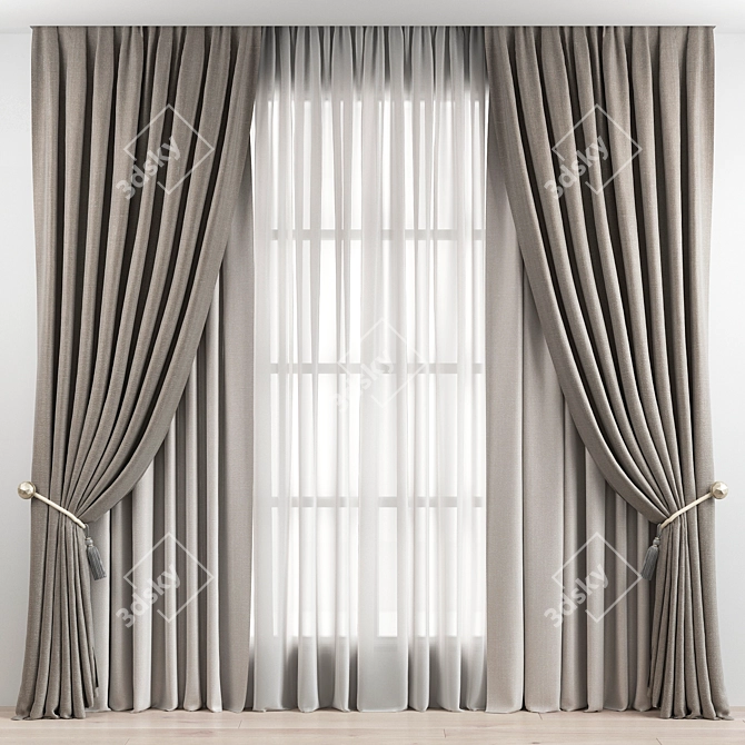 Elegant Drapery Set 3D model image 1